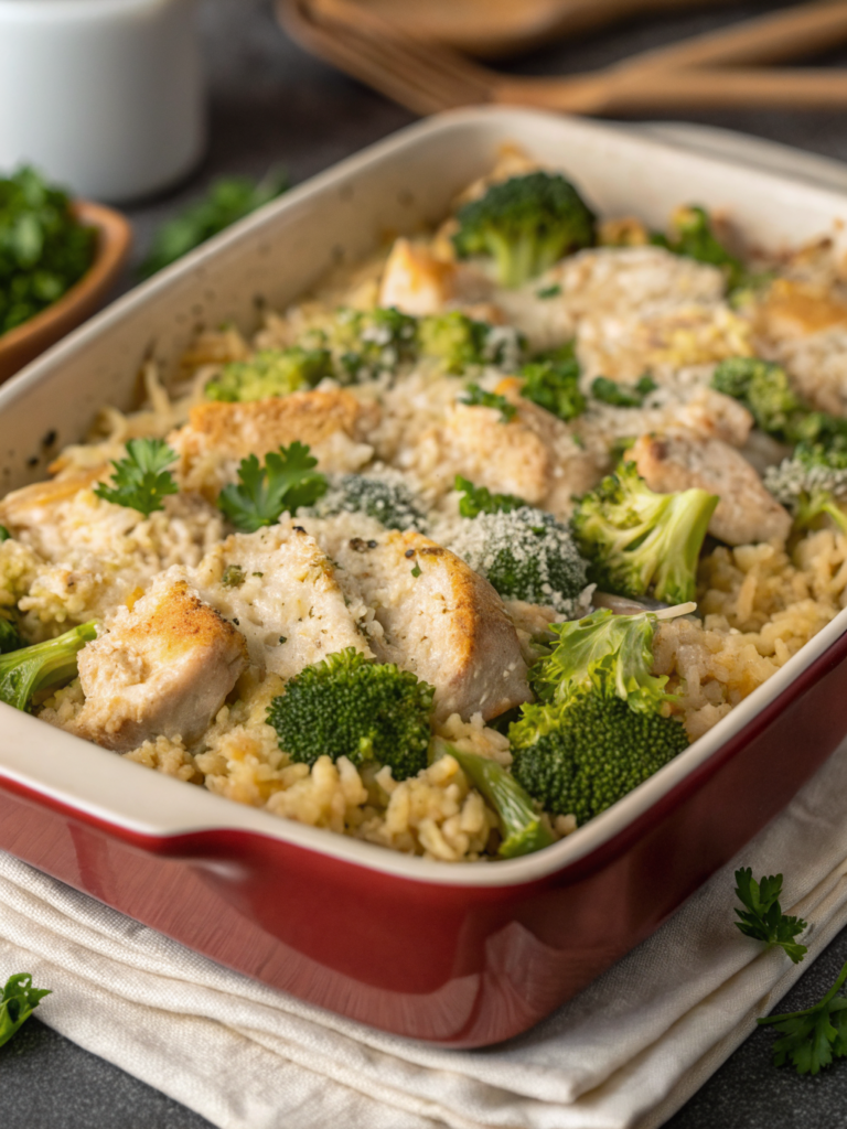 Simple Chicken Broccoli Rice Casserole Recipe: 15-Min