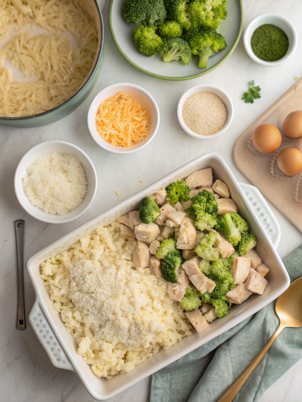 chicken broccoli rice casserole recipe preparing steps