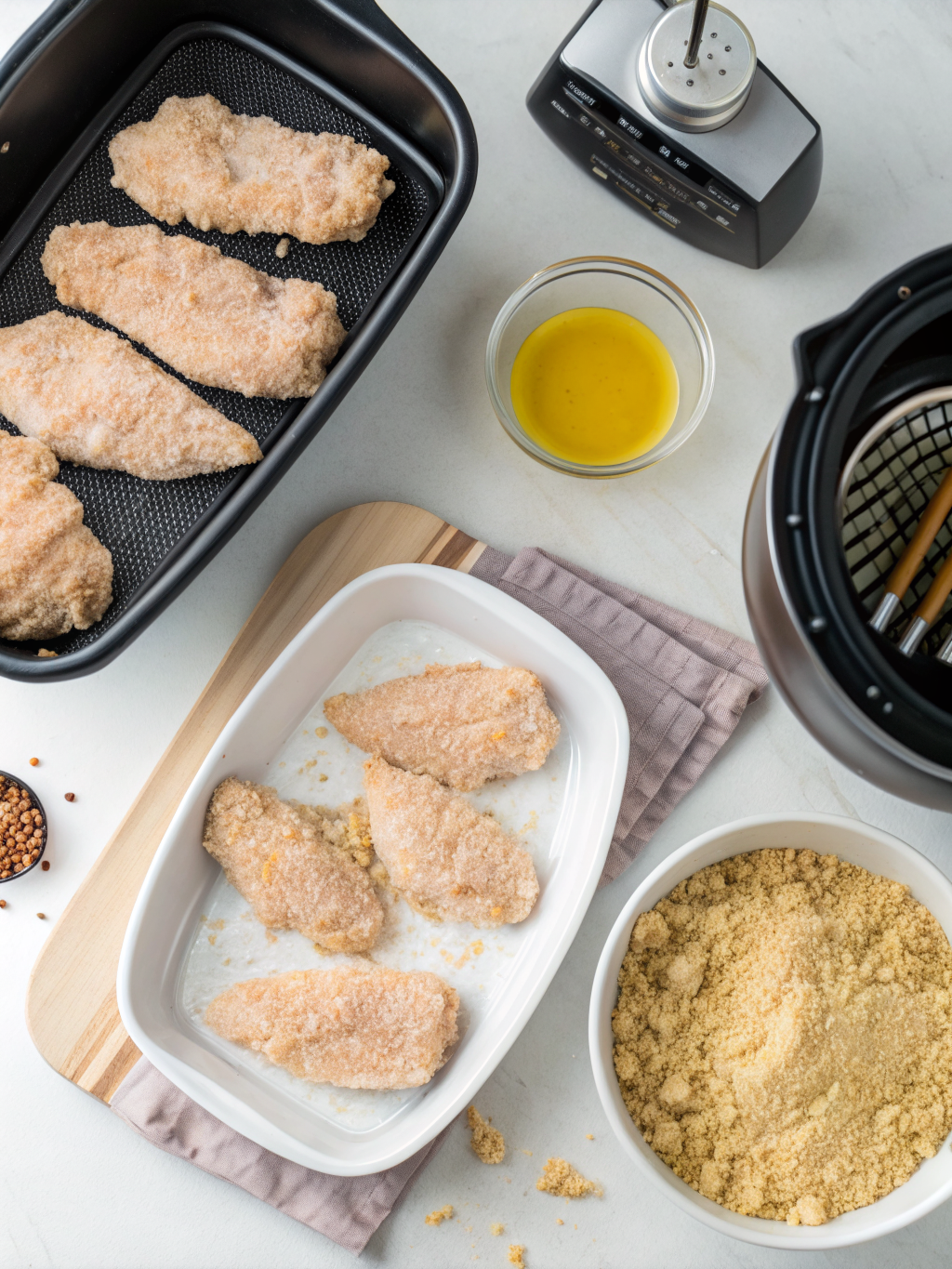 air fryer chicken tenders recipe preparing steps
