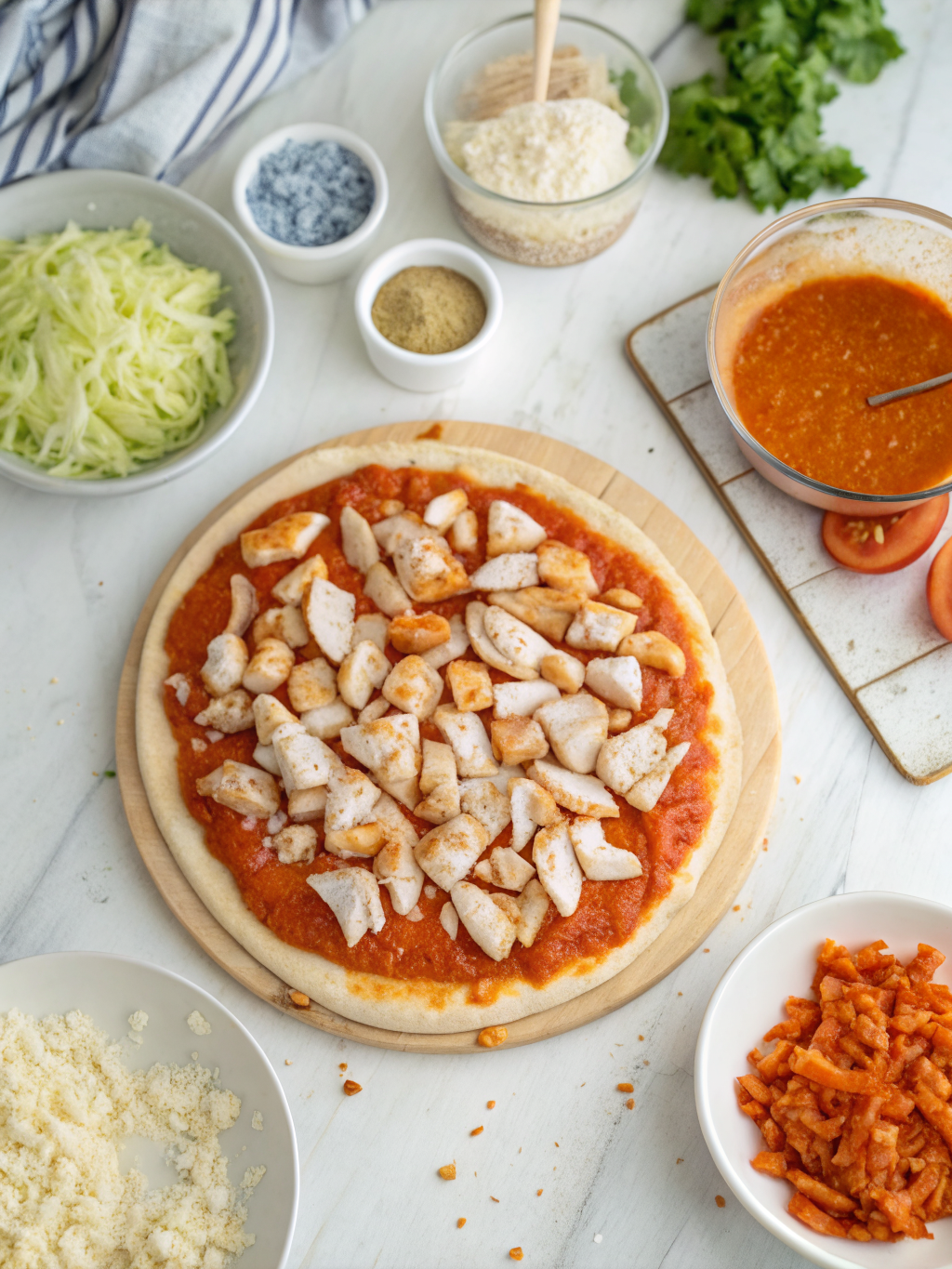 buffalo chicken pizza recipe preparing steps